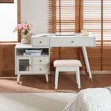 3-in-1 Vanity Desk with Lighted Flip-Top Mirror & Adjustable Cabinet, Makeup Dressing Table with N844P291656A