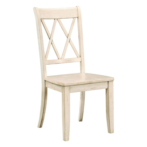 Casual White Finish Side Chairs Set of 2 Pine Veneer Transitional Double-X Back Design Dining Room B01143553