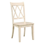 ZUN Casual White Finish Side Chairs Set of 2 Pine Veneer Transitional Double-X Back Design Dining Room B01143553