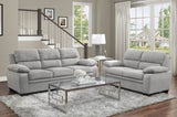 ZUN Plush Seating Comfortable Sofa 1pc Gray Textured Fabric Channel Tufting Solid Wood Frame Modern B011P214025