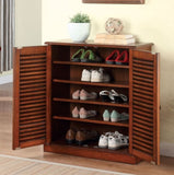 Shoe Cabinet with 5 Shelves and Louvered Doors, Oak B016P356006