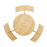 Outdoor 6 Person Picnic Table, 6 person Round Picnic Table with 3 Built-in Benches, Umbrella Hole, W2275P149762