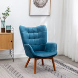 Leiria Contemporary Silky Velvet Tufted Accent Chair with Ottoman, Blue T2574P164272