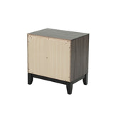 Two-Tone Wooden Nightstand with 2 Drawers, Foil Grey and Black B016P251357