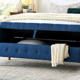 62" Bedroom Tufted Button Storage Bench, Modern Fabric Upholstered Ottoman, Window Bench, Rolled Arm W1853112514