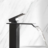 Waterfall Spout Bathroom Faucet,Single Handle Bathroom Vanity Sink Faucet TH1008MB