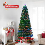 ZUN 7 FT Pre-lit Christmas Tree, Artificial Fiber Optic Christmas Tree with Lighted Top Star and 280 36344668