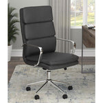 ZUN Black and Chrome Upholstered Office Chair with Casters B062P145550