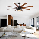 ZUN 66 Inch Ceiling Fan With 6 Speed Wind 8 Dual Colors Blades Remote Control Reversible DC Motor With W882P197255