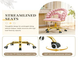 Pink Velvet Bubble Vanity Chair with Gold Base, 360&deg Swivel Height Adjustable Ergonomic Accent W3875P446136