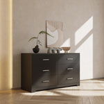 ZUN 6 Drawer Double Dresser for Bedroom, Wide Storage Cabinet for Living Room Home Entryway, Black 37321559