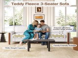 83.86" 3-Seater Sofa, Curved Armrest with Integrated Solid Wood Legs, Teddy Velvet Fabric, High N765P331021W
