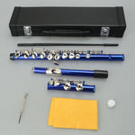 ZUN Cupronickel C 16-Key Closed Hole Concert Band Flute Blue 28222349