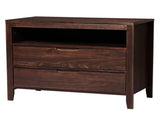 Brown P2 density board solid wood veneer frame 75*40*61CM two drawers with upper compartment 38698742