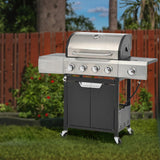Propane Grill 4 Burner Barbecue Grill Stainless Steel Gas Grill with Side Burner for Outdoor BBQ, 92867109