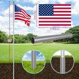 ZUN Flag Pole Kit for Outside House in Ground, 30FT Sectional Aluminum Extra Thick Flagpole, 5x3 US 40319119