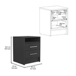 ZUN Nightstand 23.6" H, with 2 Drawers and 1 Shelf, Black B097P250851