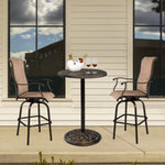 ZUN Outdoor Bistro Pub Table, Round Patio Bar Height Cocktail Table, Antique Bronze 07814241