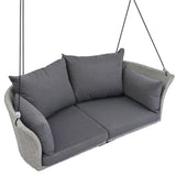 GO 51.9" 2-Person Hanging Seat, Rattan Woven Swing Chair, Porch Swing With Ropes, Gray Wicker And WF531575AAA