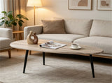 Gray Stylish Irregular Shape Coffee Table, Heavy-Duty Metal Base Oval Sofa Side Table, 19599747