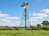 6.2ft Green 5-Blade Iron Windmill with Tripod Stand 77233899