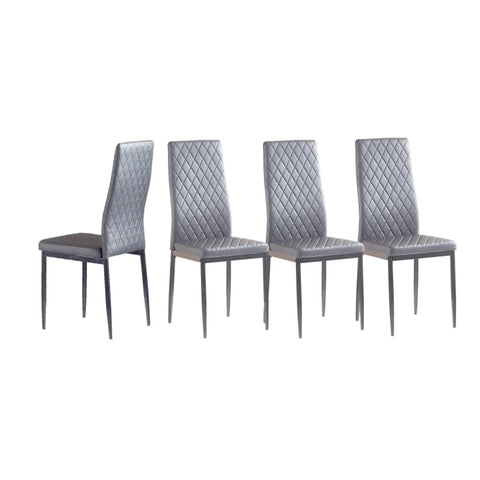 ZUN White modern minimalist dining chair fireproof leather sprayed metal pipe diamond grid pattern W2181P167969