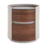 MDF ITALIAN RETRO DOUBLE STORAGE ROUND SIDE TABLE, GRAY BROWN COLOR N770P281244G