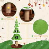 59in Large Tall Christmas Tree Cat Tower 2 Cat Condos & Scratching Post, Soft Fleece Cat Tree 35277382