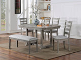 ZUN Dining Table Gray Color Diamond Wood Grain Pattern 1pc Table Wire-brushed Finish B011P246577