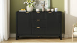 U_STYLE Entryway Cabinet with Wave Design - 3 Adjustable Shelves, 3 Drawers & Soft-Close Doors, N711P269066B