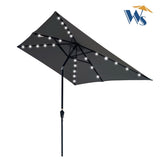 ZUN 10 x 6.5t Rectangular Patio Solar LED Lighted Outdoor Umbrellas with Crank and Push Button Tilt for 27276742