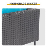 2 pcs armless sofa 2 pcs corner sofa 2 pcs footstool iron legs black rattan peacock green 72293141