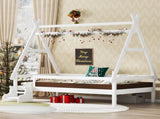 Twin House Platform Bed with Stairs, Solid Wood Twin Bed Frame, Low Profile and Childlike Fun W1580P354718