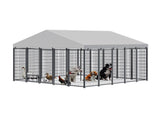 Large Dog Kennel Outdoor Pet Pens Dogs Run Enclosure Animal Hutch Metal Coop Fence with Roof Cover. W1820P378147
