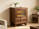 () 2-Drawer Bedside with Frosted Glass MDF and Melamine Veneer Bedside 82405492