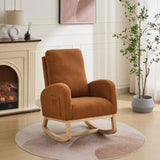 ZUN 27.2"W Rocking Chair for Nursery, Sherpa Glider Chair with High Back and Side Pocket, Rocking Accent W1852P171374