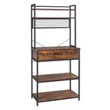 ZUN 5-Tier Kitchen Bakers Rack with 10 S-Shaped Hooks and 1 drawer , Industrial Microwave Oven Stand, 19675615