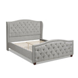 ZUN Fontana Wingback Upholstered Platform Bed Frame, Queen, Silver Grey Polyester B2719P238217