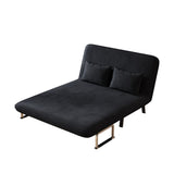 velvet black 55 Convertible Chair Bed, Tri-Fold Sofa Bed with Adjustable Backrest & Pillow, Leisure W1767P192807