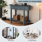 Elegant Retro Console Table with Curved Design and Smooth Glaze for Entryways, Living Rooms and 98080815