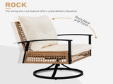 3 Pieces Outdoor Swivel Rocker Patio Chairs, Wicker Patio Bistro Set with 2 Rocking Chairs and 1 84665912