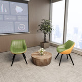 29.53" Medieval MDF coffee table and 2 PU dining chair set, drum integrated dining table and black 00738042