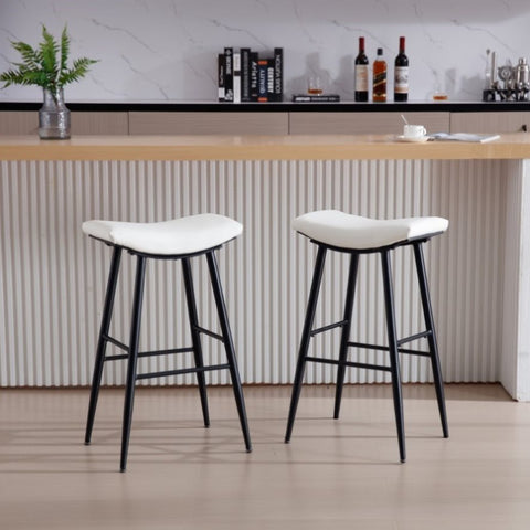 ZUN Counter Height Bar Stool Set of 2 for Dining Room Kitchen Counter Island, PU Upholstered Breakfast W1439125929