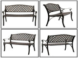 40.5" Outdoor Cast Aluminum Bench With Mesh Backrest Seat Surface 24289313
