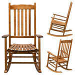 ZUN 68.5*86*115CM Square Wooden Rocking Chair Wavy Backboard Original Color 82239638