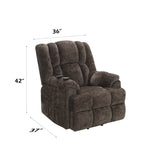 ZUN ACME Pacay Power Recliner w/Lift, Heating & Massage, Brown Velvet LV02998