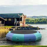 10 Feet Floating Water Trampoline - 330 lbs Capacity, Durable PVC/Oxford Cloth, with 500W Inflator & 93091200