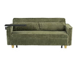 The pull-out push-in green corduroy sofa with dual functions, equipped with a movable tabletop W3371P302294