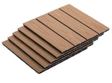 12" x 12" Interlocking Deck Tiles, Pack of 11 Outdoor Flooring Patio Tiles-Teak-AS 85350351