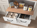 Wooden Kitchen Cabinet White Pantry Storage Microwave Cabinet with Storage Drawer W40953988
